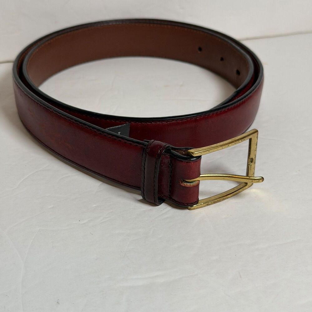 Brighton Oxblood Burgundy Leather Belt Size 36 Solid Brass Buckle USA 1" Wide